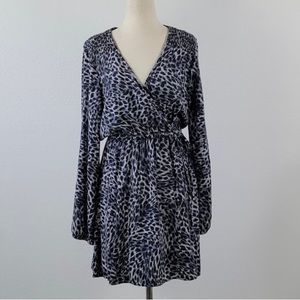 CLOTH & STONE moonlight leopard wrap dress grey black Sz S